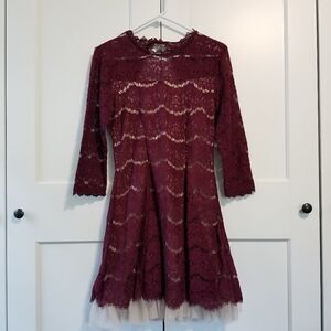 Trixxi lace overlay fit and flare dress